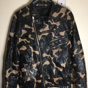 Zara Camo Leather Jacket